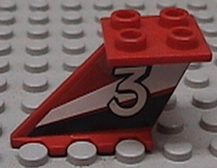 Lego Tail 4 x 2 x 2 with White Number 3 Pattern on Left Side (Sticker) - Set 6543