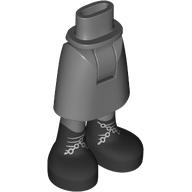 Lego Minidoll Hips and Mid-Length Skirt with Ankles with Black Boots, Silver Laces print / Dark Bluish Gray