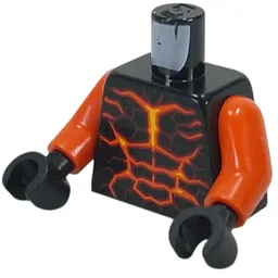 Torso, Orange/Yellow Lava Patterns Print, Reddish Orange Arms, Black Hands / Black
