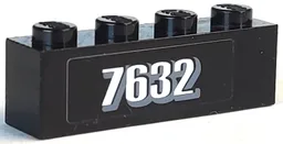 Brick 1 x 4 with White '7632' Pattern (Sticker) - Set 7632