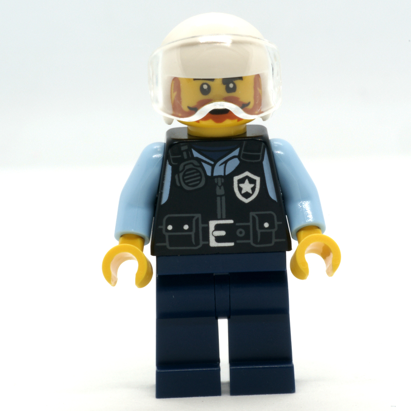 Lego Police Officer, Pilot - Black Torso, Dark Blue Legs, White Helmet
