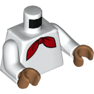 Lego Torso Red Bow Tie/Scarf Print, White Arms, Medium Nougat Hands / White