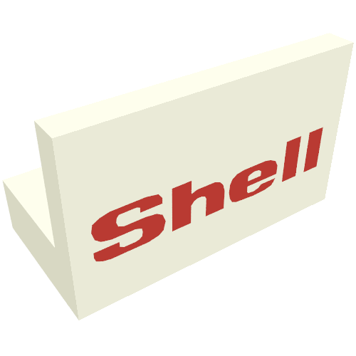 Lego Panel 1 x 2 x 1 with 'Shell' Print / White