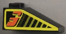 Slope 33 3 x 2 with Black Stripes and Orange Number 3 on Yellow Pattern Both Sides (Stickers) - Set 8239