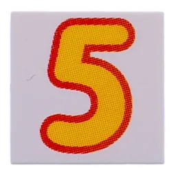 Tile 2 x 2 with Bright Light Orange '5' Print / White