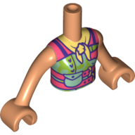 Lego Minidoll Torso Girl Coral/Dark Purple Top, Medium Blue pocket, Bright Light Orange Sash / Nougat