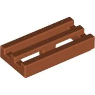 Tile Special 1 x 2 Grille with Bottom Groove / Dark Orange