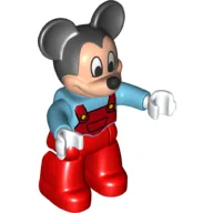 Duplo Figure Mickey Mouse with Red Overalls / Medium Azure