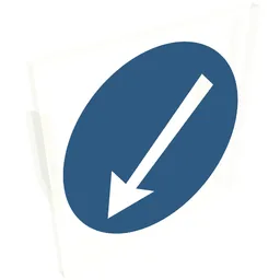 Light Sign 2 x 2 Clip on Back with Blue Circle and White Arrow Print / Milky White