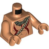 Lego Torso Bare Chest, Dark Red Paint, Necklace, Bead Strap print, Nougat Arms and Hands / Nougat