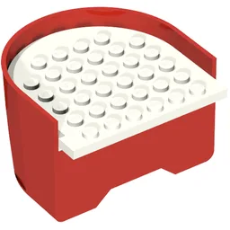 Boat Hull Section, Stern 6 x 6 x 3 1/3 with White Deck / Red
