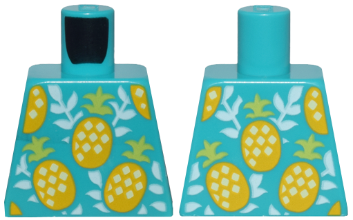 Lego Torso Top with Bright Light Orange, Bright Light Yellow and Lime Pineapples and White Leaves Pattern
