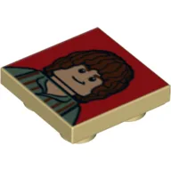 Tile Special 2 x 2 Inverted with Frodo Baggins on Red Background Print / Tan