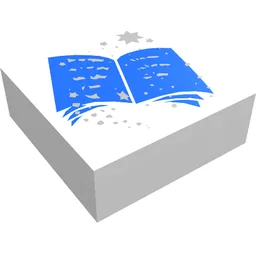 Tile 1 x 1 with Blue Book Print / White