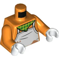 Torso White Apron, Lime and Green Handkerchief Print, Orange Arms, White Hands / Orange