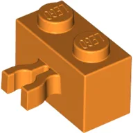 Brick Special 1 x 2 with Vertical Clip [Thick U Clip] / Orange