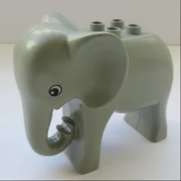 Duplo Animal Elephant Adult Stationary Head, Four Studs, Round Eye Print / Light Gray