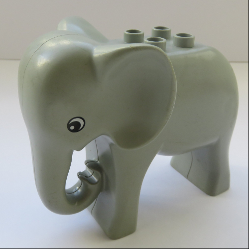 Lego Duplo Animal Elephant Adult Stationary Head, Four Studs, Round Eye Print / Light Gray