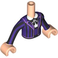 Lego Minidoll Torso Girl with Light Nougat Arms and Hands with Dark Purple Jacket, Black Stripes, Gold Symbol, Black Shirt, Silver Pendant print / Light Nougat