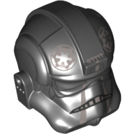 Lego Helmet AT-AT / Tie Pilot, Silver Imperial Logo and Trim Print / Black