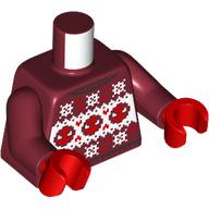Lego Torso, Christmas Sweater, Red Spider-Man Faces, White Snowflakes print, Dark Red Arms, Red Hands / Dark Red