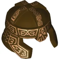 Helmet with Cheek Protection and Dark Red Ornaments Print / Dark Brown