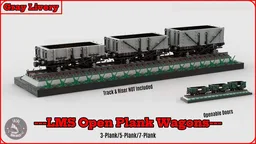 (Light Gray) LMS Open Plank Wagons (8w)