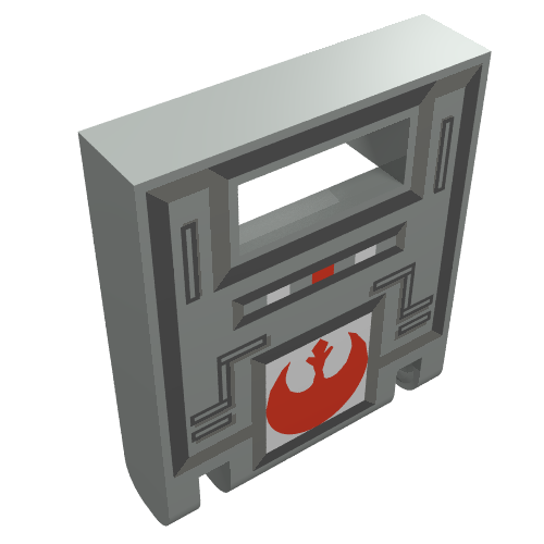 Lego Box 2 x 2 x 2 Door with Slot and Red Rebel Logo Print / Light Gray