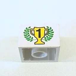 Brick 2 x 2 with Gold 1st Place Cup and Laurels Print / White