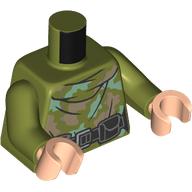 Lego Torso, Sand Green/Dark Tan Camouflage, Black Utility Belt print, Olive Green Arms, Light Nougat Hands / Olive Green