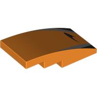 Lego Brick Curved 4 x 2 No Studs with McLaren Logo, Silver/Black Stripes print / Orange