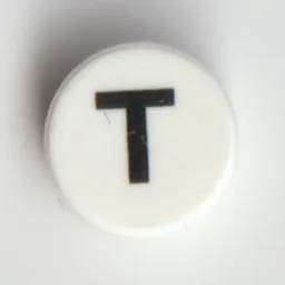Tile Round 1 x 1 with Black 'T' Print