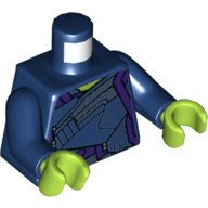 Lego Torso Robe, Lime Neck, Dark Purple Panels Print (Skrull), Dark Blue Arms, Lime Hands / Dark Blue