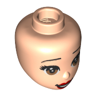 Lego Minidoll Head Red Lips, Light Brown Eyes print / Light Nougat