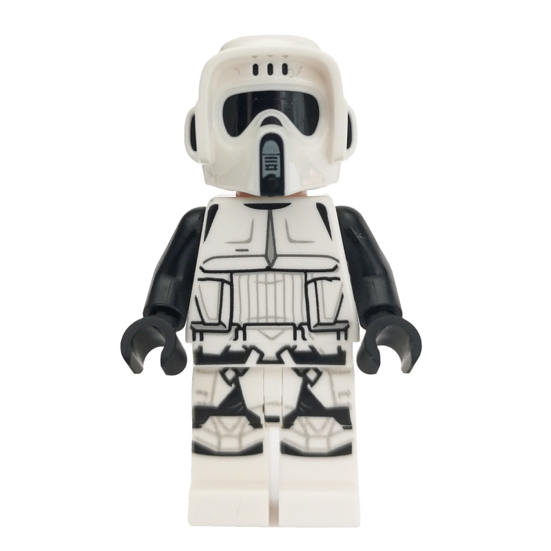 Lego Scout Trooper, Dual Molded White and Black Helmet, Open Mouth