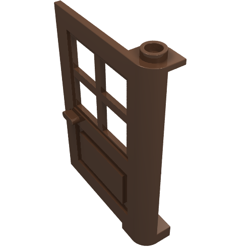 Lego Door 1 x 4 x 5 with 4 Panes, Squared Base / Brown