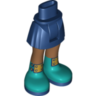 Lego Minidoll Hips and Short Skirt with Medium Nougat Legs and Azure Boots with Gold Buckles / Dark Blue