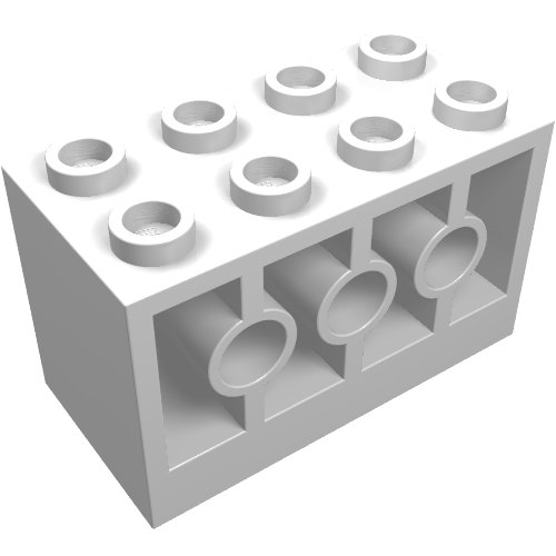 Lego Brick 2 x 4 x 2 with Holes on Sides, Reinforced Supports between Tubes / White