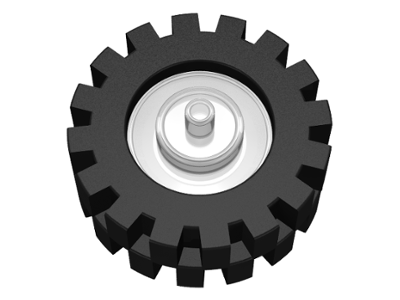 Lego Wheel Center Small with Stub Axles (Pulley Wheel) with Black Tire 15mm D. x 6mm Offset Tread Small (3464 / 3641) / Trans-Clear