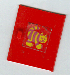 Lego Homemaker Cupboard Door 4 x 4 with Yellow Striped Cat Pattern (Sticker) - Set 271