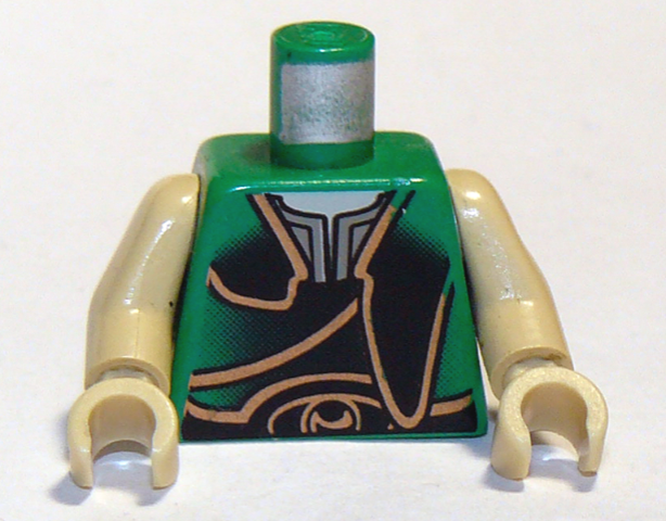 Lego Torso SW Gungan Gold Trim Pattern / Tan Arms / Tan Hands