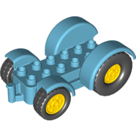 Lego Duplo Car Base 2 x 6 Tractor with Mudguards, Yellow Wheels / Medium Azure