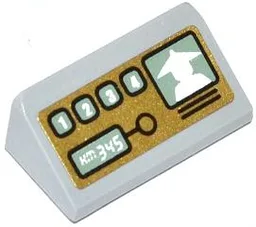 Slope 30 1 x 2 x 2/3 with Numbered Buttons, 'KM345' and Minifigure Silhouette on Screen Pattern (Sticker) - Set 70502