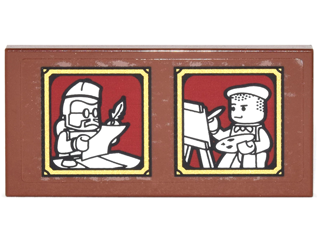 Lego Tile 2 x 4 with Writer and Painter Pictures and Gold Frames Pattern (Sticker) - Set 4840