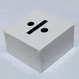 Duplo Tile 2 x 2 x 1 with Obelus / Division Sign '÷' Print / White