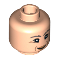 Lego Minifig Head Pomona Sprout, Peach Lips, Gray Eyebrows Print [Hollow Stud] / Light Nougat