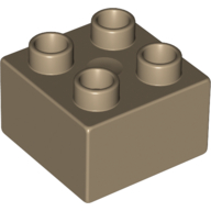 Lego Duplo Brick 2 x 2 / Dark Tan
