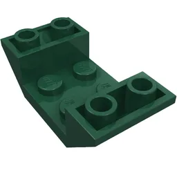 Brick Sloped Inverted 45° 4 x 2 Double with 2 x 2 Recessed / Dark Green
