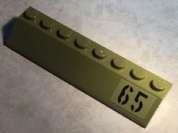 Slope 45 2 x 8 with Black '65' on Olive Green Background Pattern Model Left Side (Sticker) - Set 76017