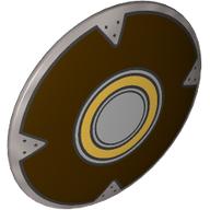 Lego Shield Round Bowed with Bright Light Orange Circle, Dark Brown Field, Nails prints
